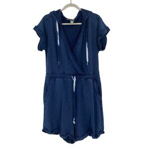 ANTHROPOLOGIE  Saturday/Sunday Size M Blue Kendall French Terry Hooded Romper